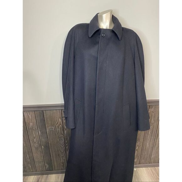 Stollery’s unisex 100% cashmere long dark blue trench coat with burgundy lining. - Picture 4 of 12